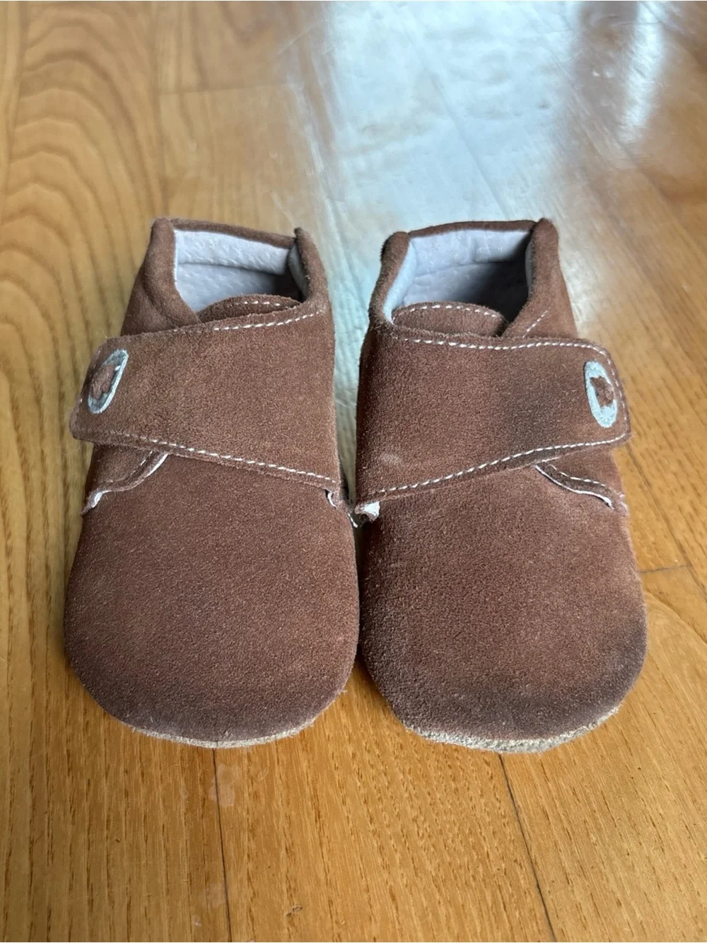 Livie & Luca Benny bootie Shoes Brown camel suede Leather Button 6-12 Months